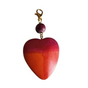 Vtg. Wooden Heart Charm/Pendant